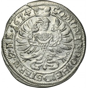 Silesia, Duchy of Oels, Sylvius Friedrich, 6 Kreuzer Oels 1674 SP