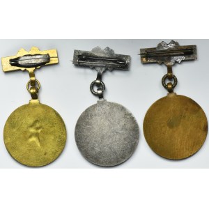 PRL, Set of badges for long-term work in mining (3 pcs.)