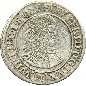 Silesia, Duchy of Oels, Sylvius Friedrich, 6 Kreuzer Oels 1674 SP