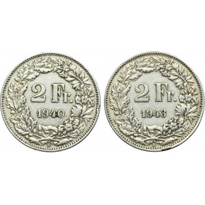 Set, Switzerland, 2 Bern Francs 1940 and 1943 (2 pcs.)