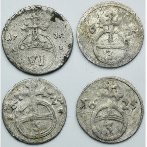 Set, Duchy of Sachsen-Eisenach and Silesia, Habsburg rule, Gröschel and 6 Pfennigs (4 pcs.)