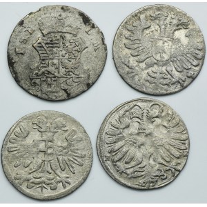 Set, Duchy of Sachsen-Eisenach and Silesia, Habsburg rule, Gröschel and 6 Pfennigs (4 pcs.)