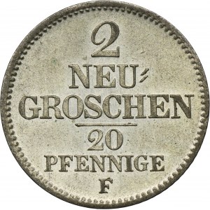 Germany, Kingdom of Saxony, Frederick Augustus II, 2 Neu groschen = 20 Pfennig Drezden 1850 F