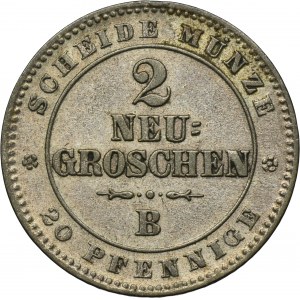 Germany, Kingdom of Saxony, Johann V, 2 Neu groschen = 20 Pfennig Drezden 1864 B