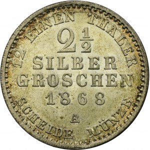 Nemecko, Pruské kráľovstvo, Wilhelm I, 2 1/2 Silber groschen Berlin 1868 A