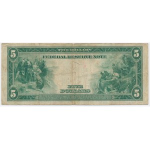 USA, Blue Seal, Nowy Jork, 5 dolarów 1914 - 2B - White & Mellon -