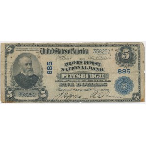 USA, Blue Seal, 5 dolarów 1904 - Lyons & Roberts -