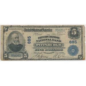 USA, Blue Seal, 5 Dollars 1904 - Lyons & Roberts -