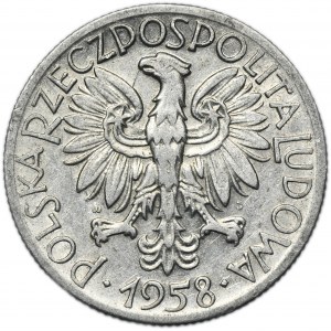 5 złotych 1958 Rybak - wąska ósemka - PIĘKNE SŁONECZKO