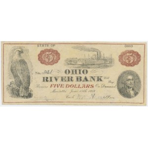USA, Ohio, River Bank, 5 dolarów 1838