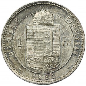 Hungary, Franz Joseph I, 1 Forint Kremnitz 1881 KB