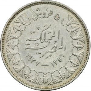 Égypte, Farouk, 5 Qirsh 1937