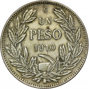 Chile, Republic, 1 Peso Santiago 1910