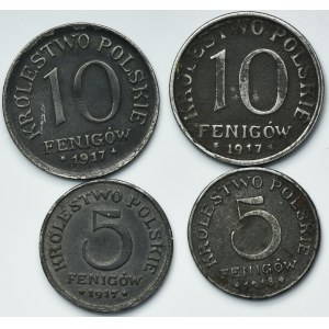 Set, Kingdom of Poland, Pfennig 1917-1918 (4 pcs.)