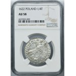 Sigismund III Vasa, 1/4 Thaler Bromberg 1622 - PRVS M - NGC AU58