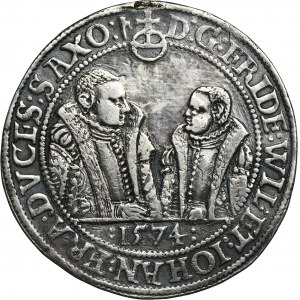 Germany, Saxony-Weimar, Friedrich Wilhelm I and Johann III, Thaler Saalfeld 1574