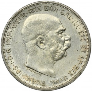 Austria, Franz Joseph I, 5 Corona Wien 1909 - Schwartz