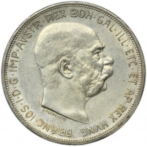 Austria, Franz Joseph I, 5 Corona Wien 1909 - Schwartz