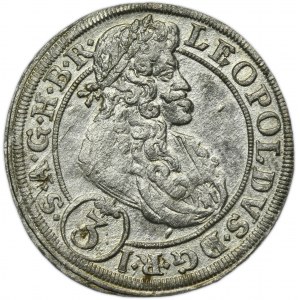 Silesia, Habsburg rule, Leopold I, 3 Kreuzer Brieg 1701 CB