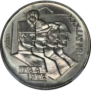 PRÓBA NIKIEL, 20 złotych 1974 XXX Lat PRL, Górnik - NGC UNC DETAILS
