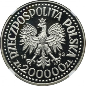 PRÓBA NIKIEL, 200.000 złotych 1993 Kazimierz IV Jagiellończyk, Popiersie - NGC PF69 ULTRA CAMEO