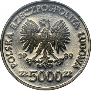 PRÓBA NIKIEL, 5.000 złotych 1989 Władysław II Jagiełło, Popiersie - NGC PF68 ULTRA CAMEO