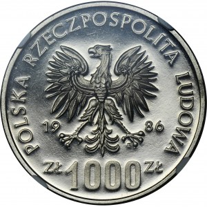 PRÓBA NIKIEL, 1.000 złotych 1986 Władysław I Łokietek - NGC PF67 ULTRA CAMEO