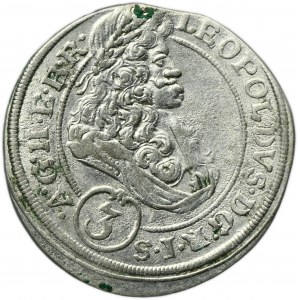 Silesia, Habsburg rule, Leopold I, 3 Kreuzer Breslau 1695 MMW