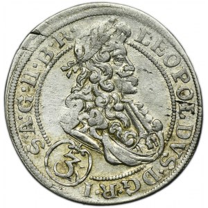 Silesia, Habsburg rule, Leopold I, 3 Kreuzer Brieg 1699 CB