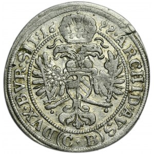 Silesia, Habsburg rule, Leopold I, 3 Kreuzer Brieg 1699 CB