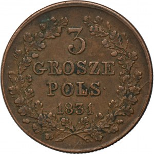 November Uprising, 3 Groschen Warsaw 1831 KG