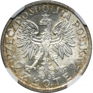 Głowa Kobiety, 2 złote 1933 - NGC MS62