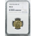 Głowa Kobiety, 2 złote 1933 - NGC MS62