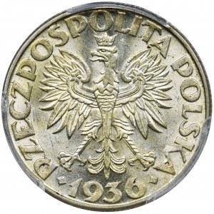 Żaglowiec, 2 złote 1936 - PCGS MS63