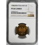 5 złotych 1986 - NGC PF66 CAMEO - LUSTRZANKA