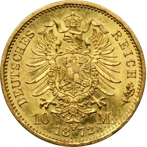 Niemcy, Prusy, Wilhelm I, 10 Marek Berlin 1872 A - PIĘKNE - ex. NGC MS65