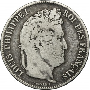 France, Louis Philippe I, 5 Franc Lille 1832 W