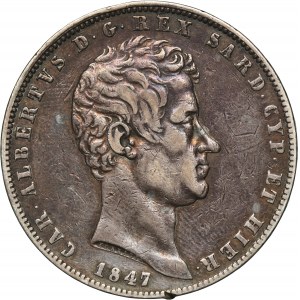 Italy, Kingdom of Sardinia, Charles Albert, 5 Lire Genoa 1847