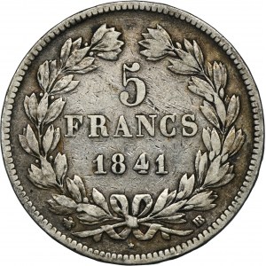 France, Louis Philippe I, 5 Francs Strasbourg 1841 BB