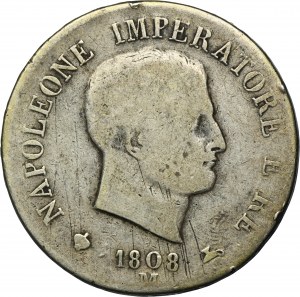 Itálie, Napoleonské království Itálie, Napoleon I., 5 lir Milán 1808 M