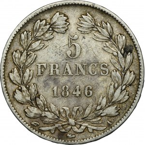 Francja, Ludwik Filip I, 5 Franków Paryż 1846 A