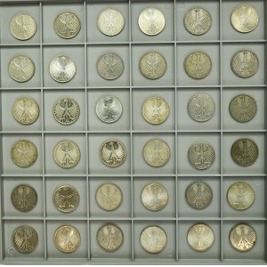 Set, Germany, FRG, 5 Mark 1951-1974 (36 pcs.) - SILVER