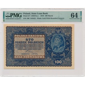 100 marek 1919 - IB Serja C - PMG 64 - rzadsza
