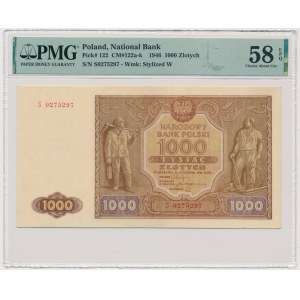 1.000 złotych 1946 - S - PMG 58 EPQ - rzadka odmiana