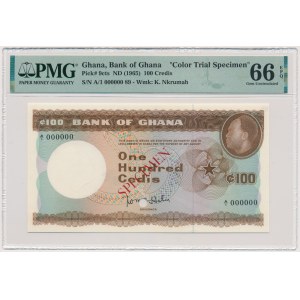 Ghana, 100 credis (1965) - MODÈLE - Échantillon couleur - PMG 66 EPQ