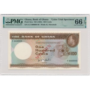 Ghana, 100 Credis (1965) - SPECIMEN - Color Trial - PMG 66 EPQ