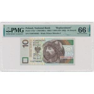 10 złotych 1994 - YD - PMG 66 EPQ - seria zastępcza