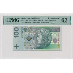 100 złotych 1994 - YM - PMG 67 EPQ - seria zastępcza