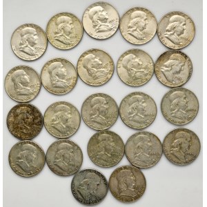 Set, USA, 1/2 Dollar 1948-1965 - Franklin (22 pcs.) - SILVER