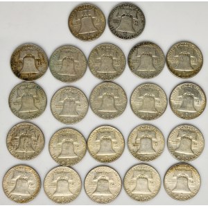 Set, USA, 1/2 Dollar 1948-1965 - Franklin (22 pcs.) - SILVER